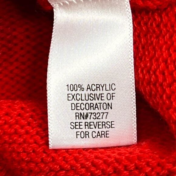 Croft & Barrow red crew neck Christmas sweater with white tree and pearls size L - Picture 9 of 15